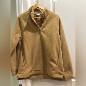 J.Crew Sherpa button-front Tunic Camel Tan Fleece Pullover Jacket Size M